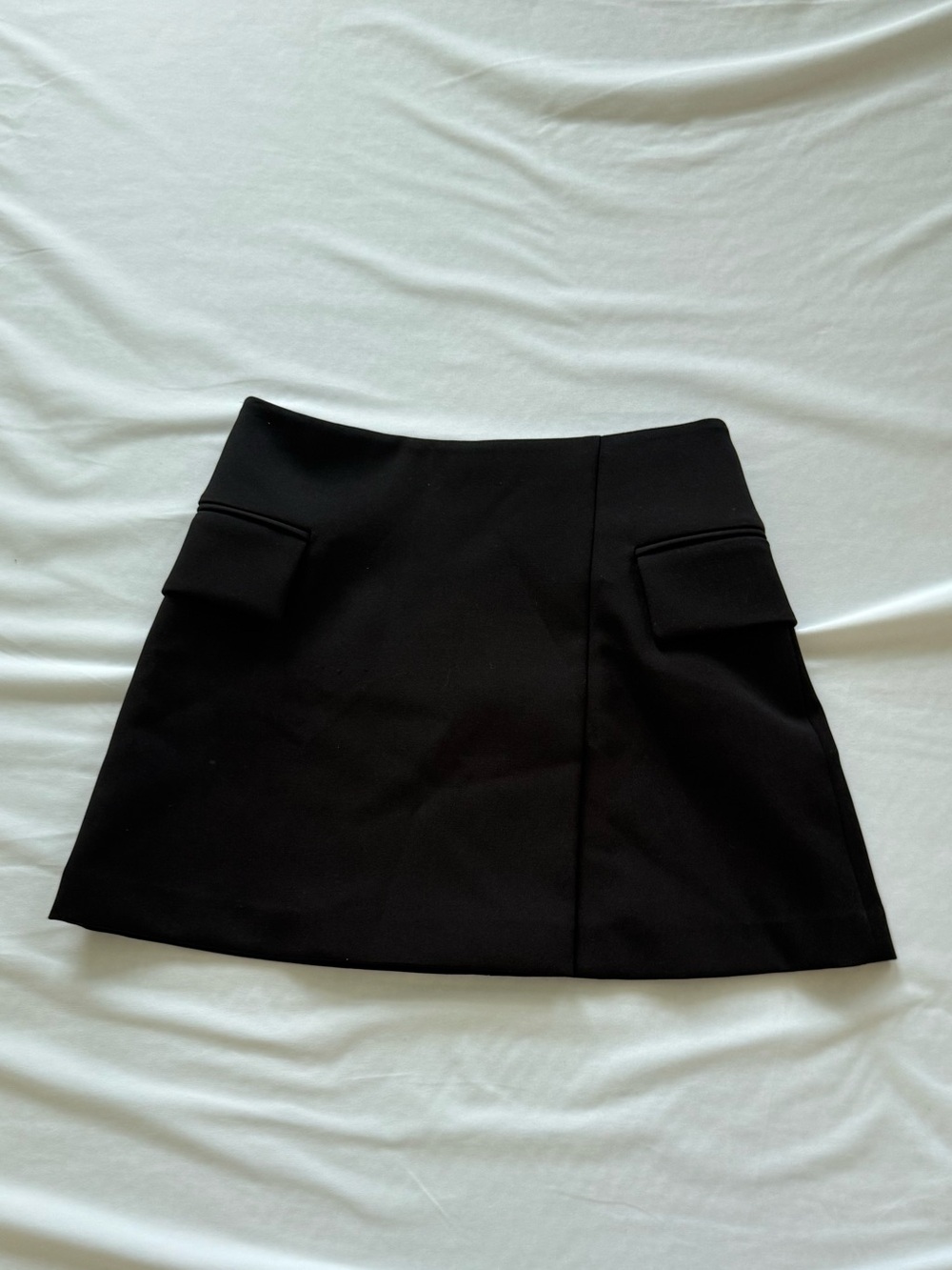 Reiss Black A-Line Mini Skirt with Flap Pockets